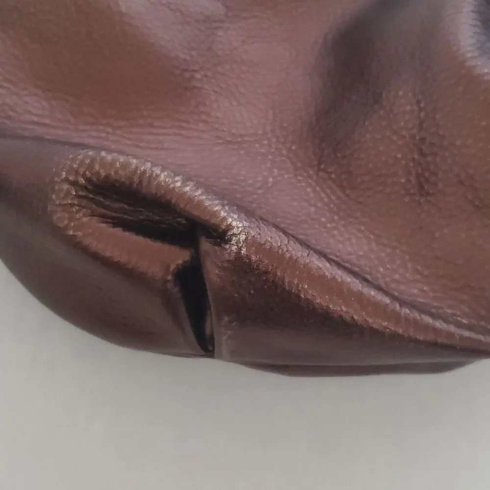 BRIGHTON Metallic Bronze Leather Small Hobo Bag‎